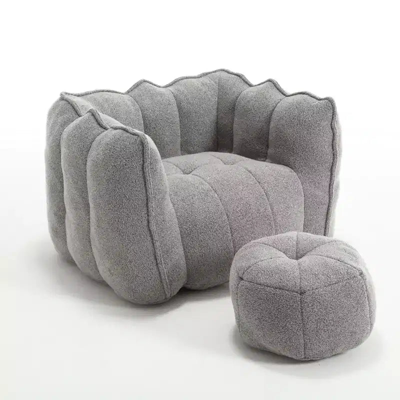 Bean Bag Chair with High-Resilient Foam, Square Lazy Sofa with Footstool for Adults