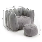 Bean Bag Chair with High-Resilient Foam, Square Lazy Sofa with Footstool for Adults