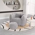 Bean Bag Chair with High-Resilient Foam, Square Lazy Sofa with Footstool for Adults