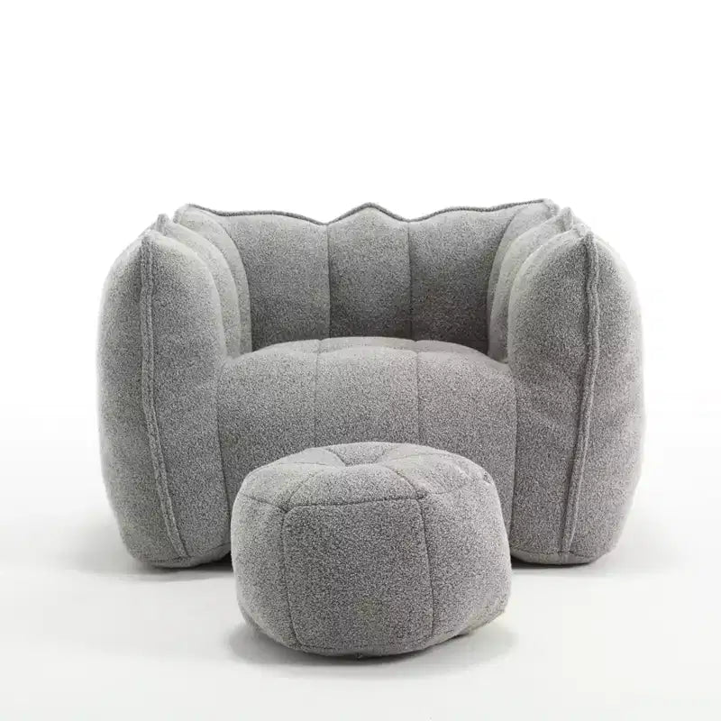 Bean Bag Chair with High-Resilient Foam, Square Lazy Sofa with Footstool for Adults