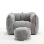 Bean Bag Chair with High-Resilient Foam, Square Lazy Sofa with Footstool for Adults