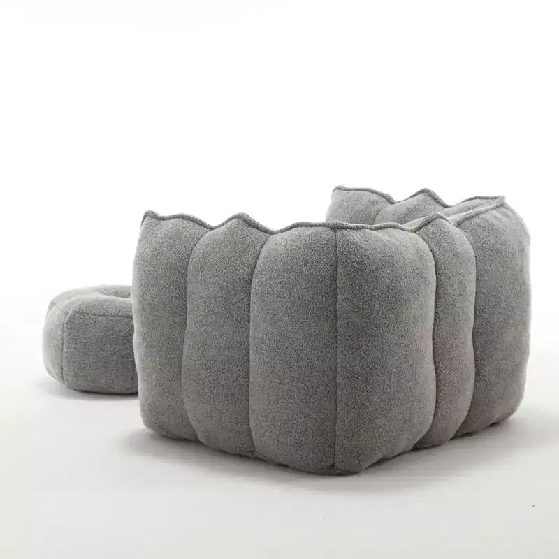 Bean Bag Chair with High-Resilient Foam, Square Lazy Sofa with Footstool for Adults