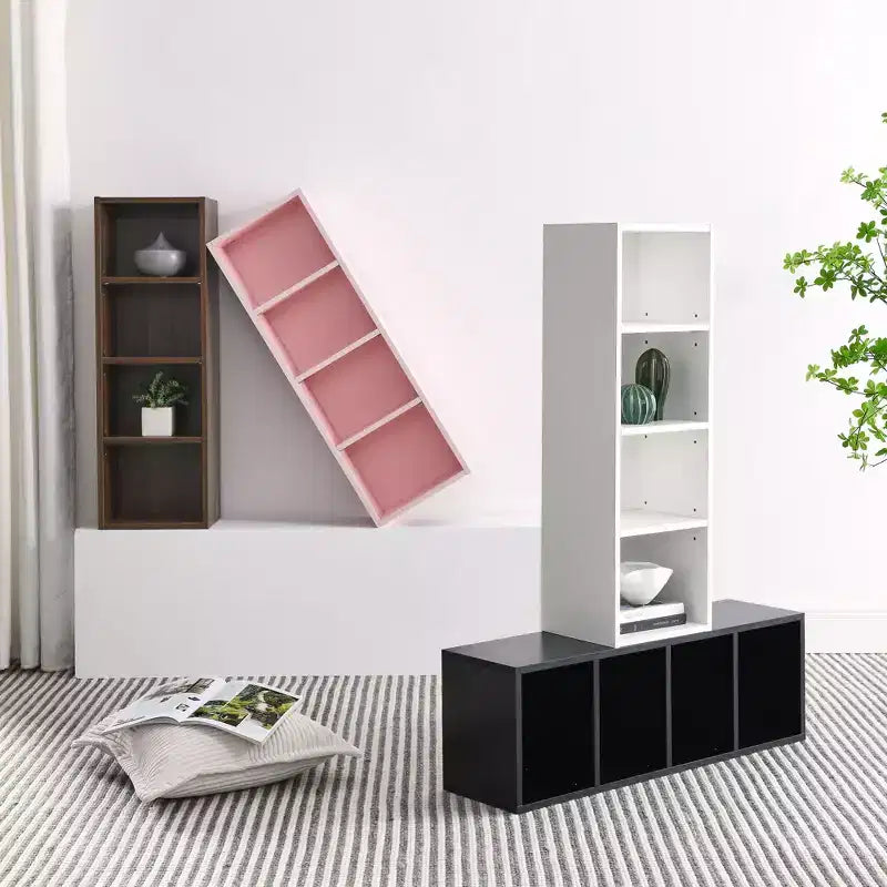 8-Tier Media Tower Rack - White MDF, Adjustable Shelves