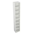 8-Tier Media Tower Rack - White MDF, Adjustable Shelves