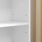 8-Tier Media Tower Rack - White MDF, Adjustable Shelves