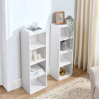 8-Tier Media Tower Rack - White MDF, Adjustable Shelves