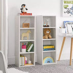 8-Tier Media Tower Rack - White MDF, Adjustable Shelves