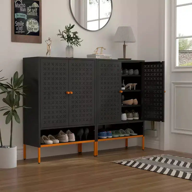 Magnetic Adjustable Shelf Shoe Cabinet, 3-Position Height for 17-32cm Footwear