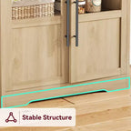 Kitchen Hutch Cabinet with USB & Power Outlets, Freestanding Microwave Stand, Glass Doors, 4 Adjustable Shelves, Farmhouse Pantry Storage