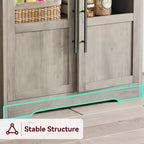 Kitchen Hutch Cabinet with USB & Power Outlets, Freestanding Microwave Stand, Glass Doors, 4 Adjustable Shelves, Farmhouse Pantry Storage