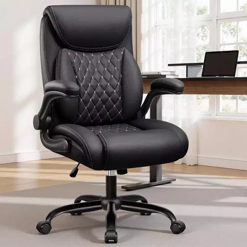 Ergonomic Office Chair with Lumbar Support, Adjustable Armrests & Wheels for Back Pain Relief