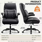 Ergonomic Office Chair with Lumbar Support, Adjustable Armrests & Wheels for Back Pain Relief