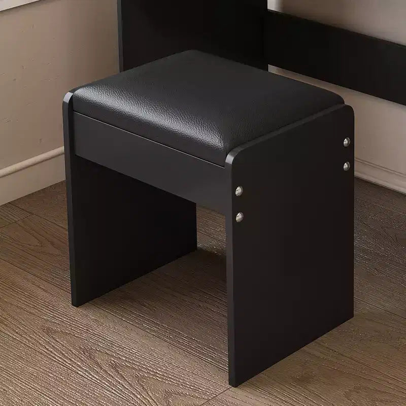 Large Mirror Vanity Desk with Power Outlet, 5 Drawers, 3 Lighting Modes, Black