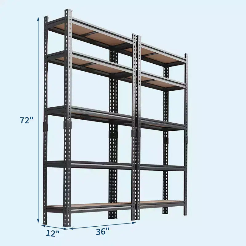 Heavy Duty 5-Tier Metal Storage Shelf, Adjustable Steel Shelving Rack for Garage, Warehouse & Basement