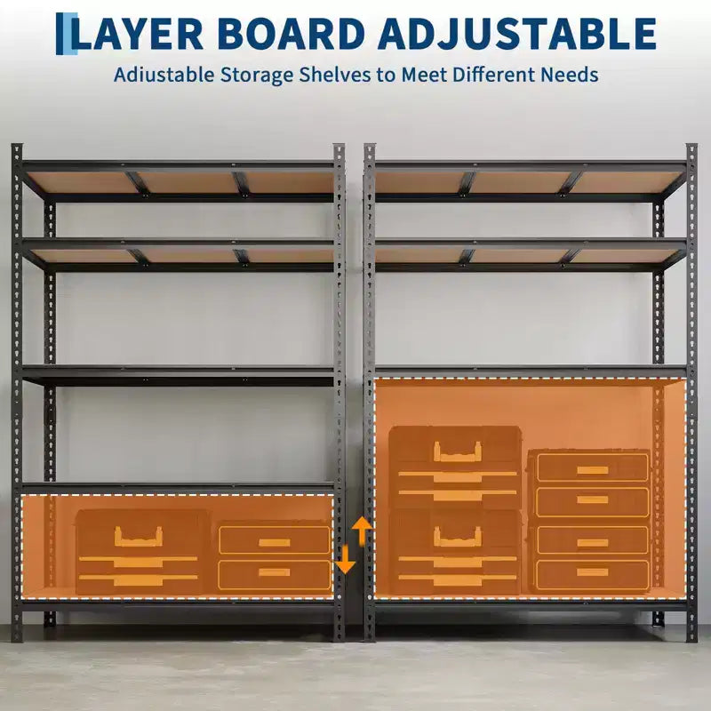 Heavy Duty 5-Tier Metal Storage Shelf, Adjustable Steel Shelving Rack for Garage, Warehouse & Basement