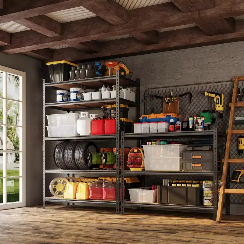 Heavy Duty 5-Tier Metal Storage Shelf, Adjustable Steel Shelving Rack for Garage, Warehouse & Basement