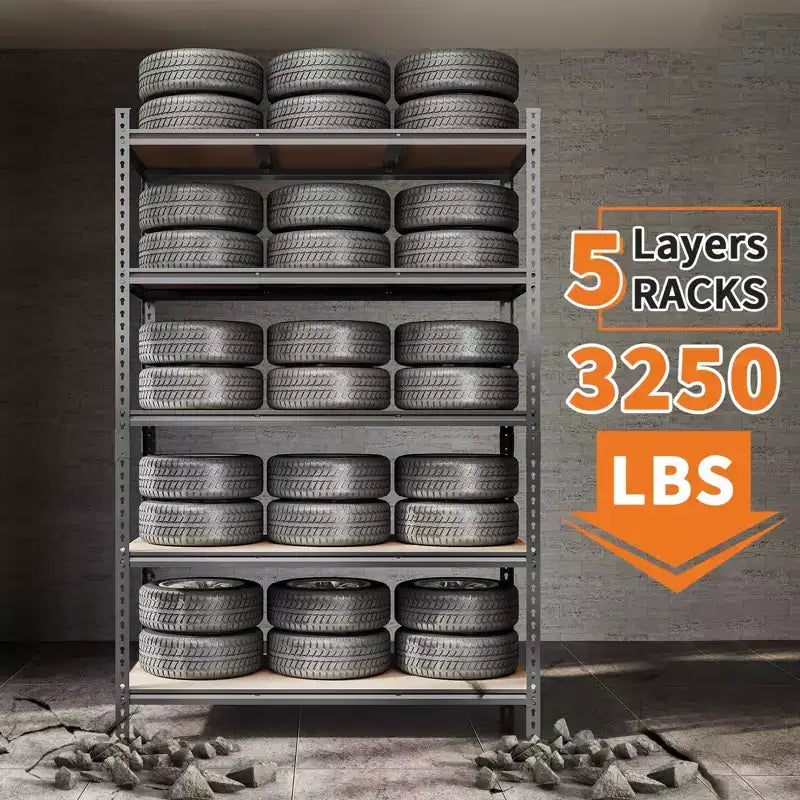 Heavy Duty 5-Tier Metal Storage Shelf, Adjustable Steel Shelving Rack for Garage, Warehouse & Basement