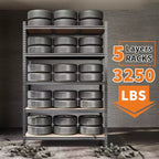 Heavy Duty 5-Tier Metal Storage Shelf, Adjustable Steel Shelving Rack for Garage, Warehouse & Basement