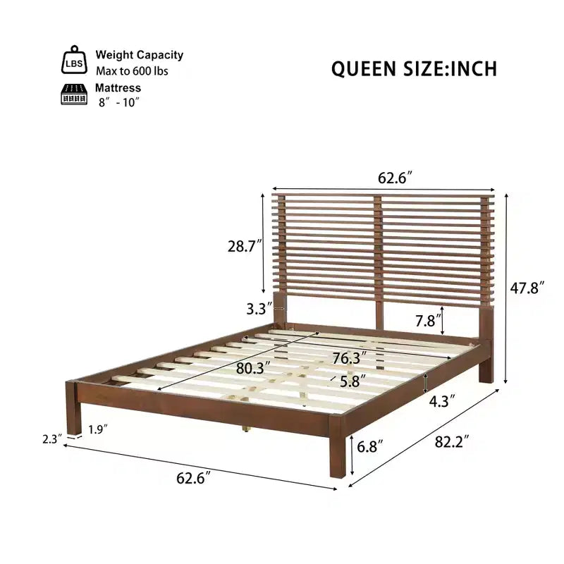 Queen/King Size Minimalist Platform Bed Frame with Headboard