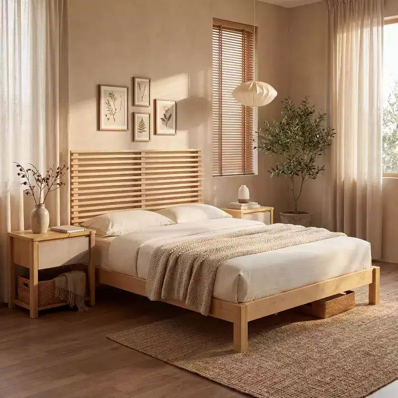 Queen/King Size Minimalist Platform Bed Frame with Headboard
