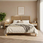 Queen/King Size Minimalist Platform Bed Frame with Headboard - ModernLuxe