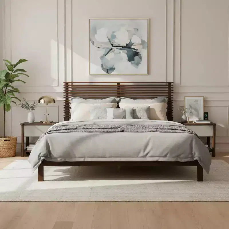 Queen/King Size Minimalist Platform Bed Frame with Headboard