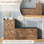Shoe Storage Cabinet with Bench, 4 Flip-Drawer Entryway Organizer with Adjustable Cushioned Seat and Removable Shelves