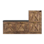 Shoe Storage Cabinet with Bench, 4 Flip-Drawer Entryway Organizer with Adjustable Cushioned Seat and Removable Shelves