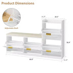 Shoe Storage Cabinet with Bench, 4 Flip-Drawer Entryway Organizer with Adjustable Cushioned Seat and Removable Shelves