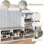Shoe Storage Cabinet with Bench, 4 Flip-Drawer Entryway Organizer with Adjustable Cushioned Seat and Removable Shelves