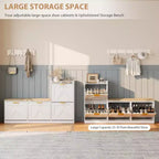Shoe Storage Cabinet with Bench, 4 Flip-Drawer Entryway Organizer with Adjustable Cushioned Seat and Removable Shelves