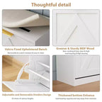 Shoe Storage Cabinet with Bench, 4 Flip-Drawer Entryway Organizer with Adjustable Cushioned Seat and Removable Shelves