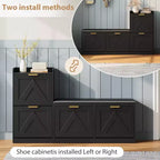 Shoe Storage Cabinet with Bench, 4 Flip-Drawer Entryway Organizer with Adjustable Cushioned Seat and Removable Shelves