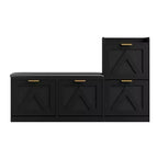 Shoe Storage Cabinet with Bench, 4 Flip-Drawer Entryway Organizer with Adjustable Cushioned Seat and Removable Shelves