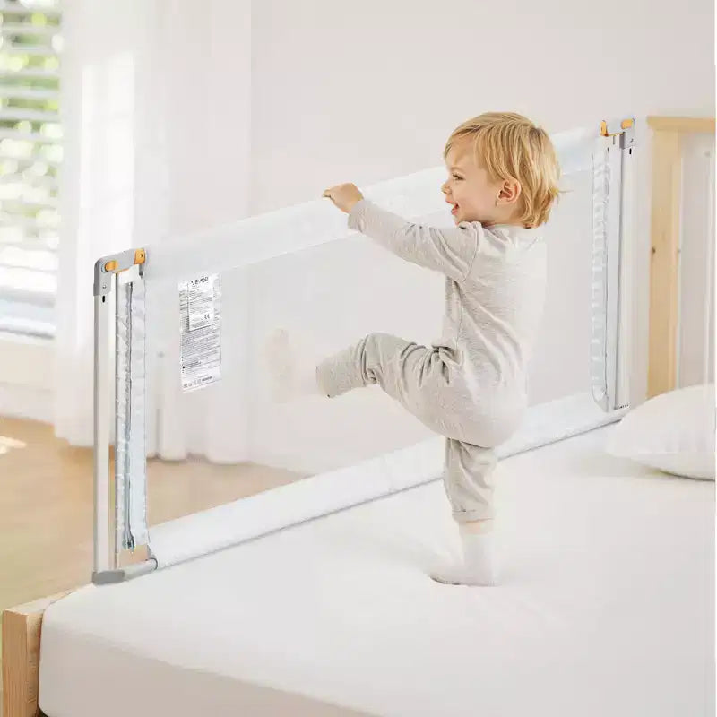 Toddler Bed Rail, Kids Beds Guard Rail with Reinforced Iron Pipe and Oxford Cloth, Adjustable Height Bed Side Railing, 1 Piece, Gray