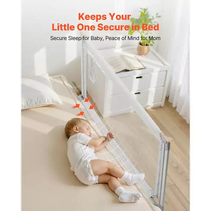 Toddler Bed Rail, Kids Beds Guard Rail with Reinforced Iron Pipe and Oxford Cloth, Adjustable Height Bed Side Railing, 1 Piece, Gray