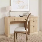 60" Modern Executive Desk with Storage Cabinet and Drawer – Burlywood Computer Writing Desk for Home Office, Living Room & Bedroom