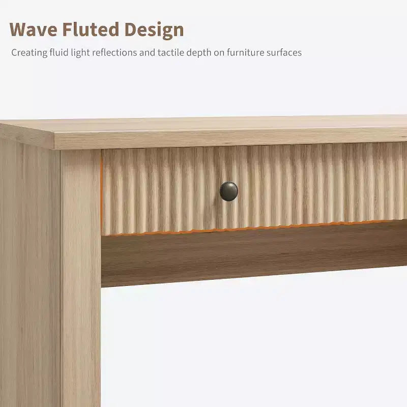 60" Modern Executive Desk with Storage Cabinet and Drawer – Burlywood Computer Writing Desk for Home Office, Living Room & Bedroom