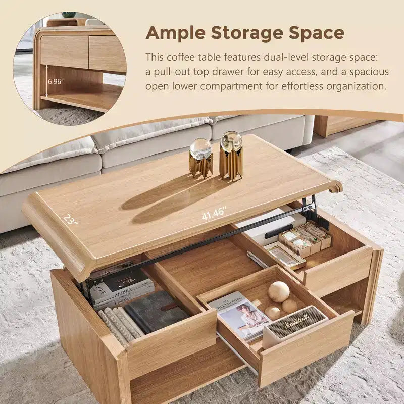 Lift Top Coffee Table with Storage, 47" Modern Coffee Table with Hidden Compartment