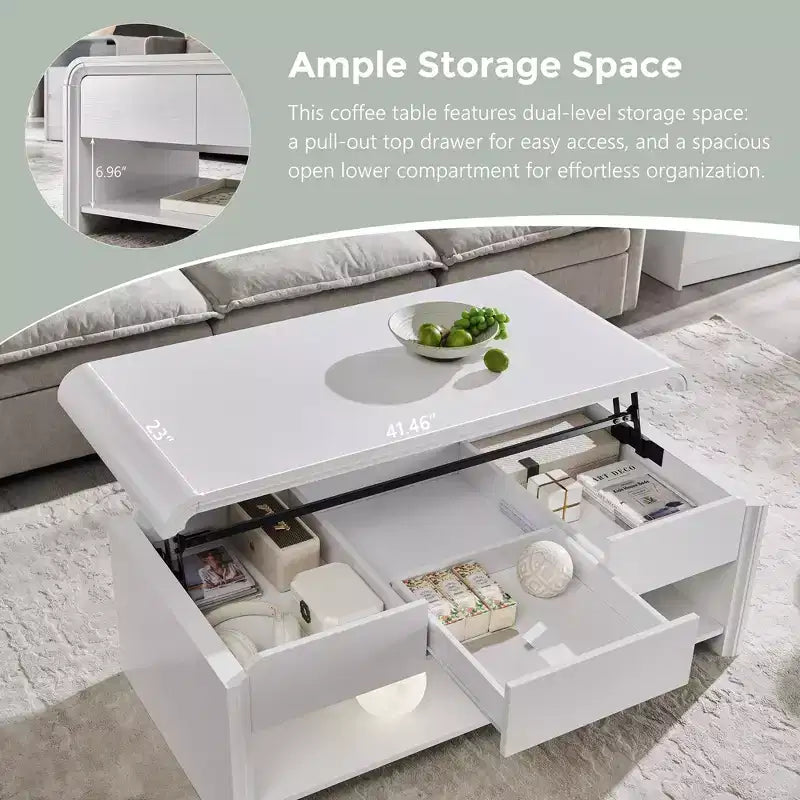 Lift Top Coffee Table with Storage, 47" Modern Coffee Table with Hidden Compartment