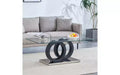 Glass Top Coffee Table with Interlocking Circular Base, Modern MDF Frame, Easy Assembly Center Table for Living Room or Bedroom
