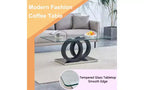 Glass Top Coffee Table with Interlocking Circular Base | Modern MDF Frame | Easy Assembly