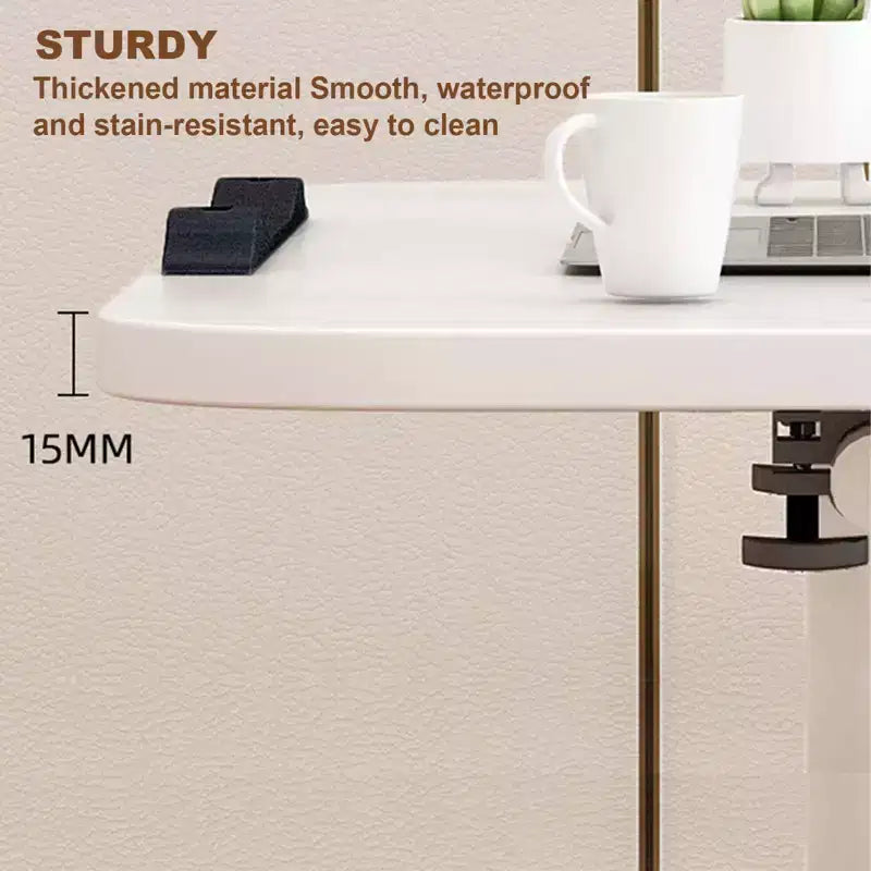 Overbed Table with Wheels, Adjustable Height Foldable Side Table, Portable Laptop Desk for Home Office, Black