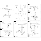 Overbed Table with Wheels, Adjustable Height Foldable Side Table, Portable Laptop Desk for Home Office, Black