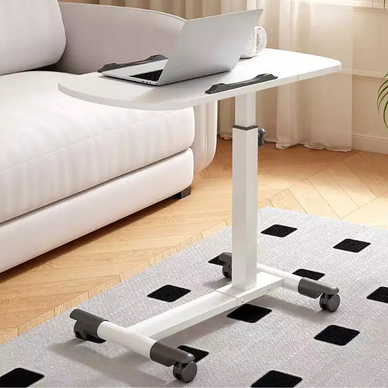 Overbed Table with Wheels, Adjustable Height Foldable Side Table, Portable Laptop Desk for Home Office, Black