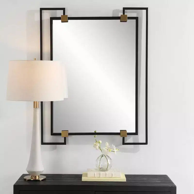 Black 32 1/2 x 42 Rectangular Wall Mirror