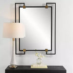Black 32 1/2 x 42 Rectangular Wall Mirror