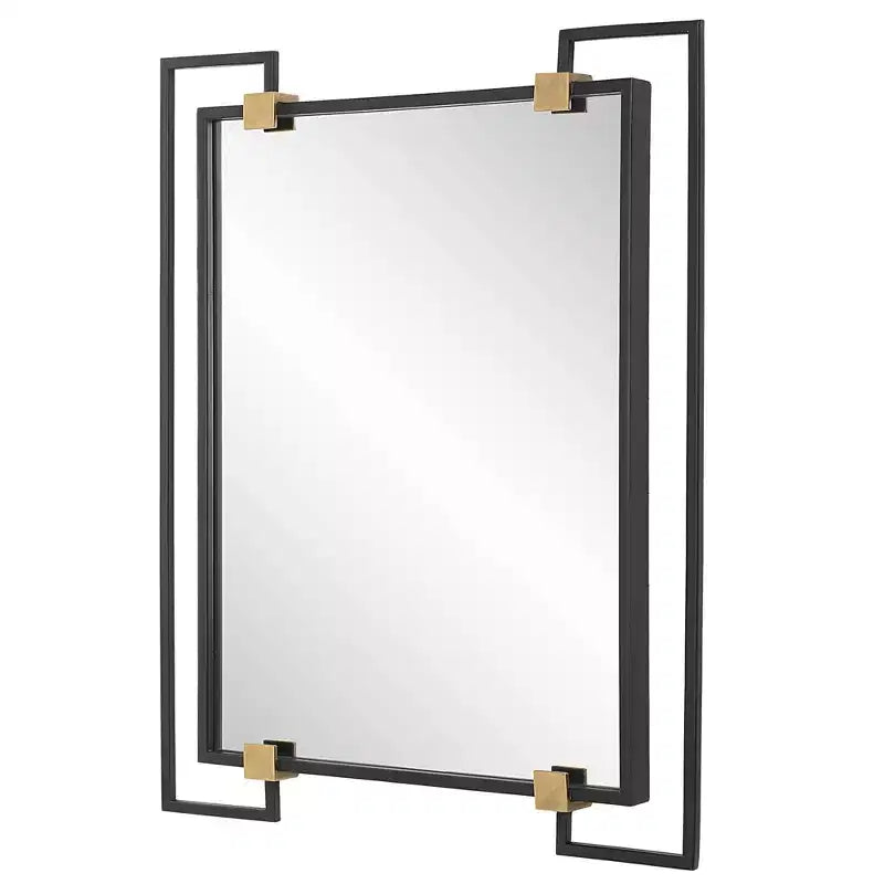 Black 32 1/2 x 42 Rectangular Wall Mirror