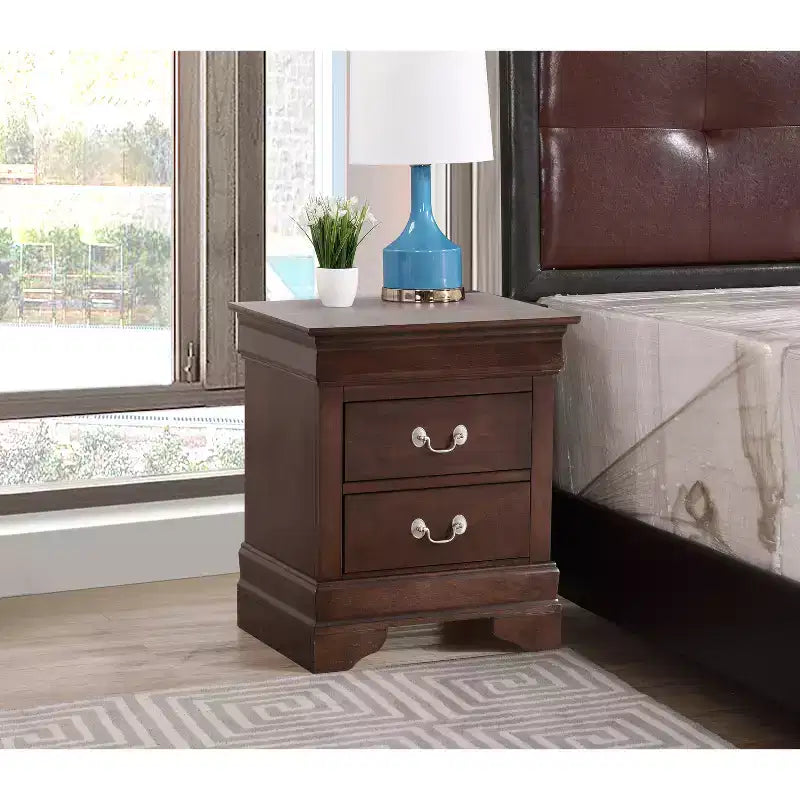 HomeStock Rectangle Wood Nighstand For Living Room and Bedroom