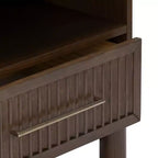Fluted Cubby Nightstand with 1 Drawer, Electrical Outlet and Brass Handle